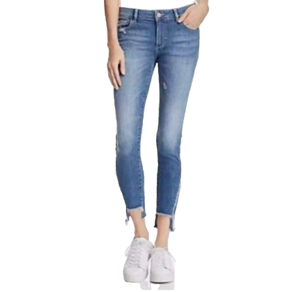 DL1961 Emma Power Legging Kilgore Frayed Raw Hem Mid Rise Skinny Jeans Sz 24 - Picture 1 of 14